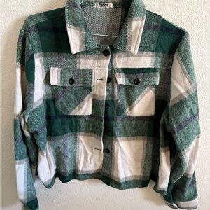 Zeagoo Green and White Plaid Utility Jacket